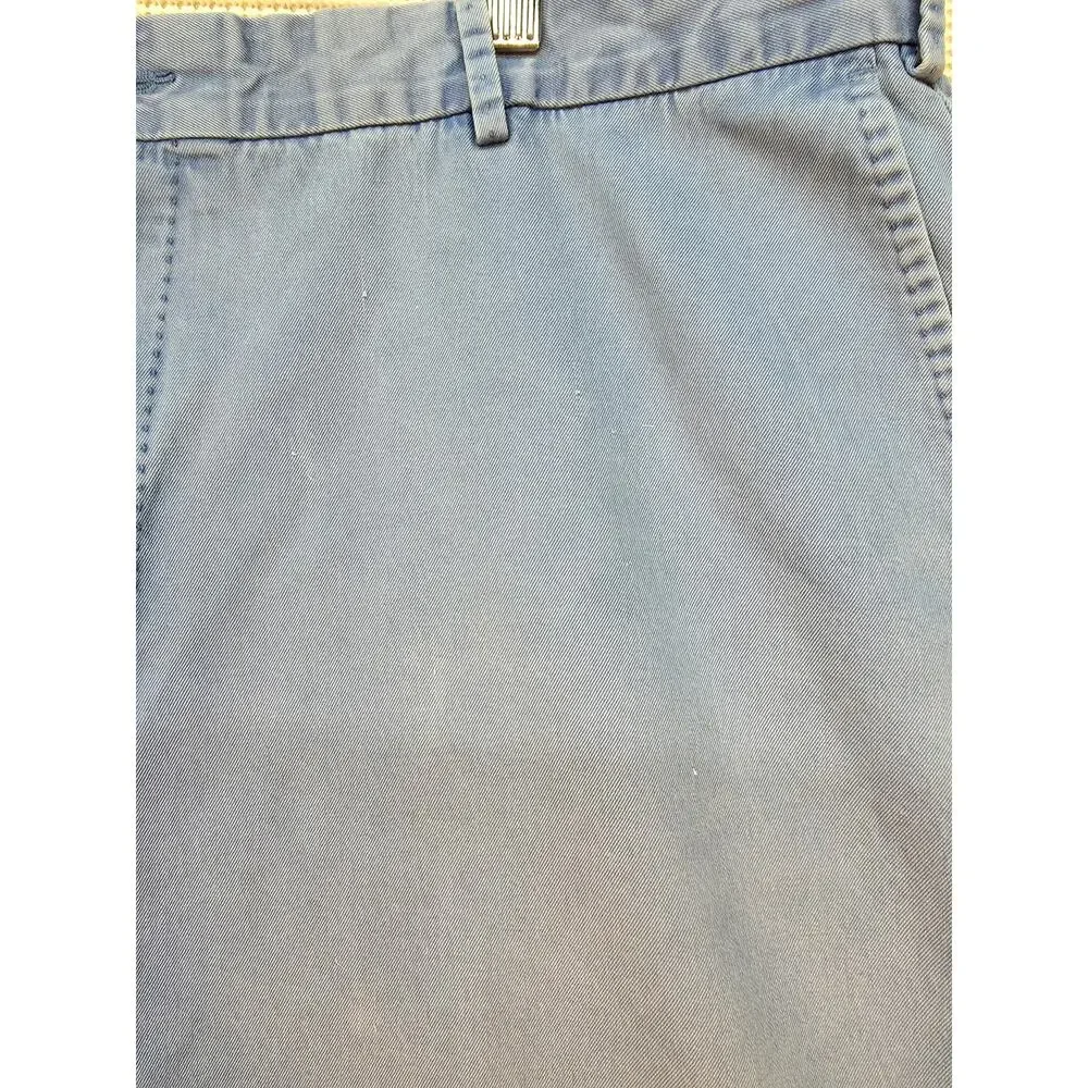 Peter Millar Men's Flat Front Chino Gold Shorts Size 42 Blue Washed Twill Casual